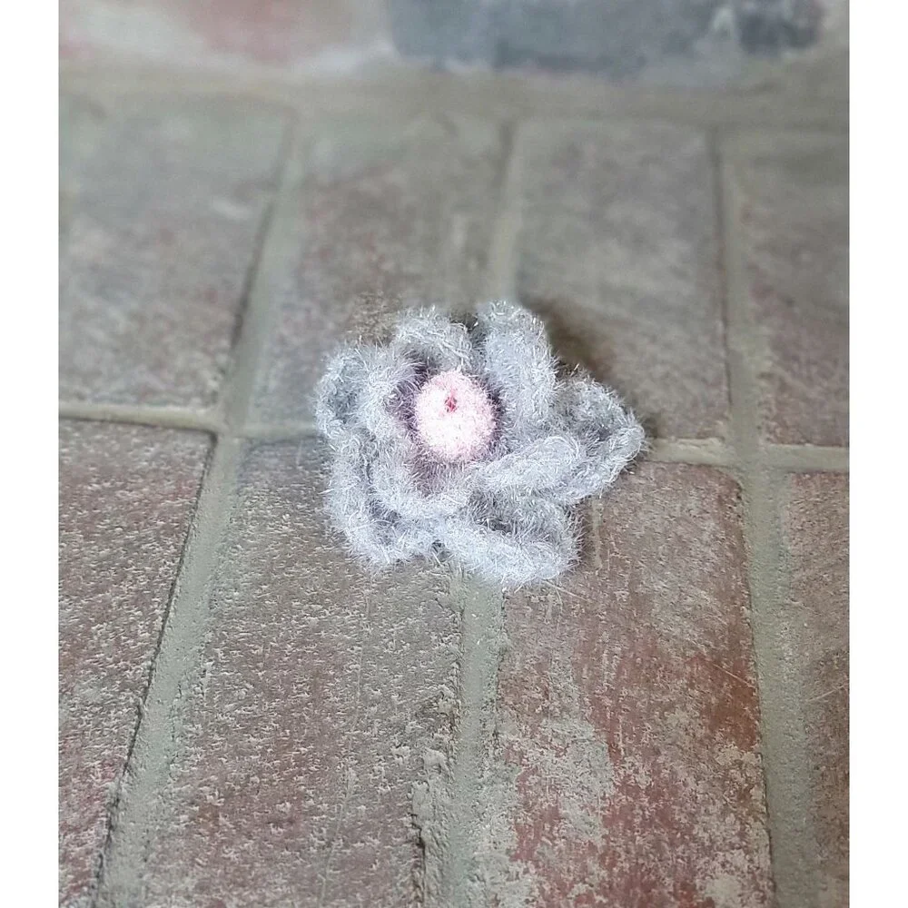 Gray and Pink Flower Scrubby